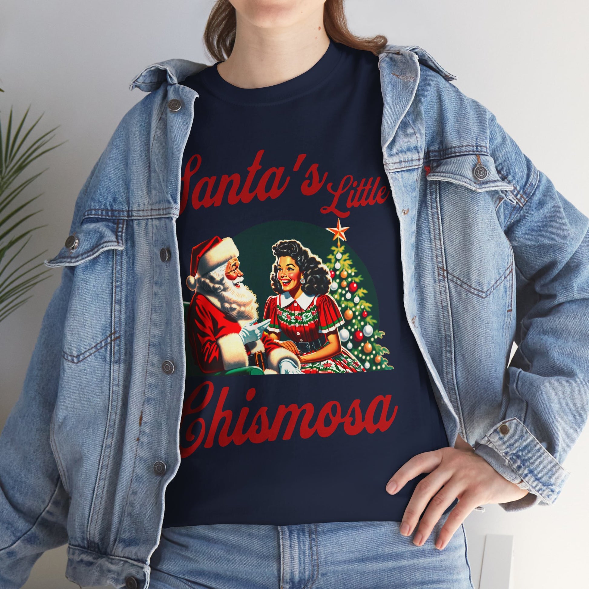 Santa's Little Chismosa T-Shirt - Funny Holiday Tee for Gossip Lovers | Camiseta Navideña Chistosa
