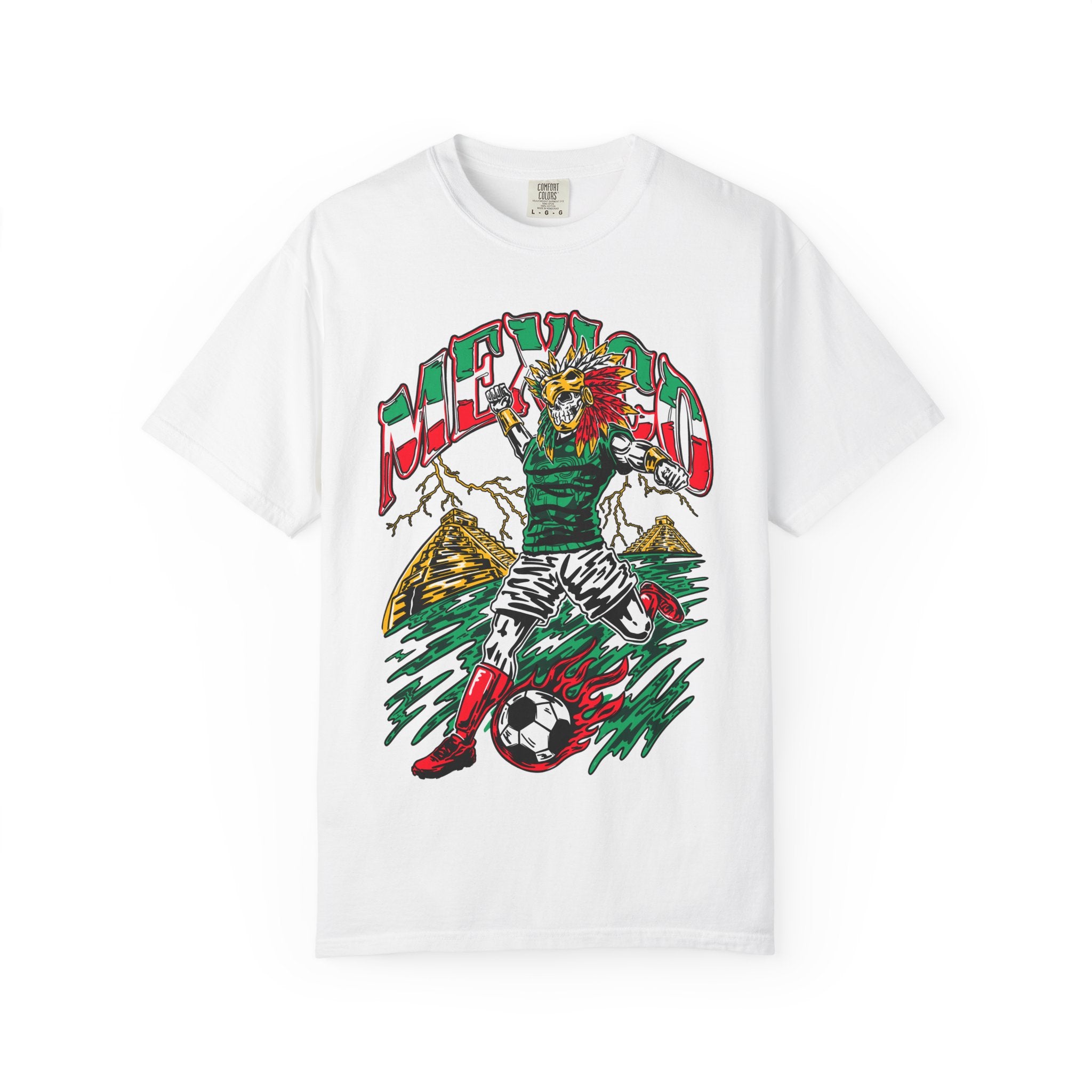 Mexico 2026 Aztec Baller Soccer Skull Graphic Tee