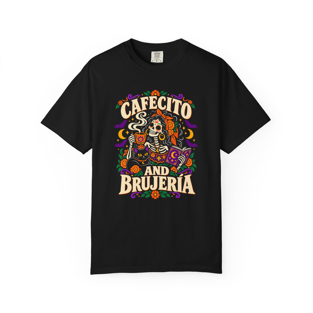 Cafecito and Brujería Sugar Skull Graphic Tee