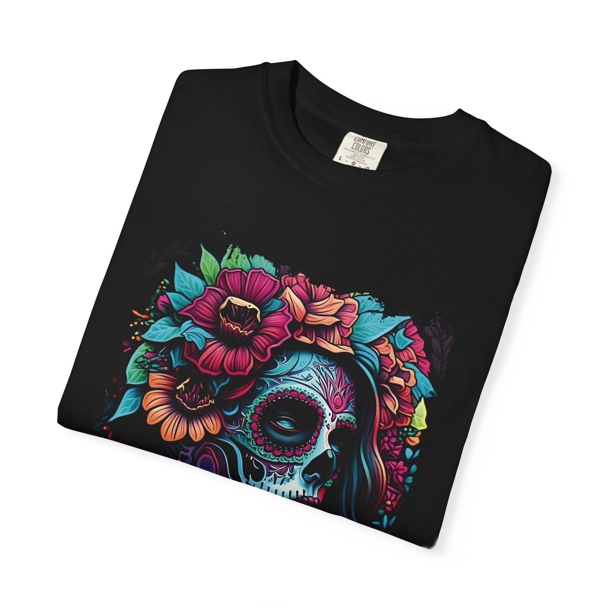 Floral Catrina Sugar Skull Graphic Tee