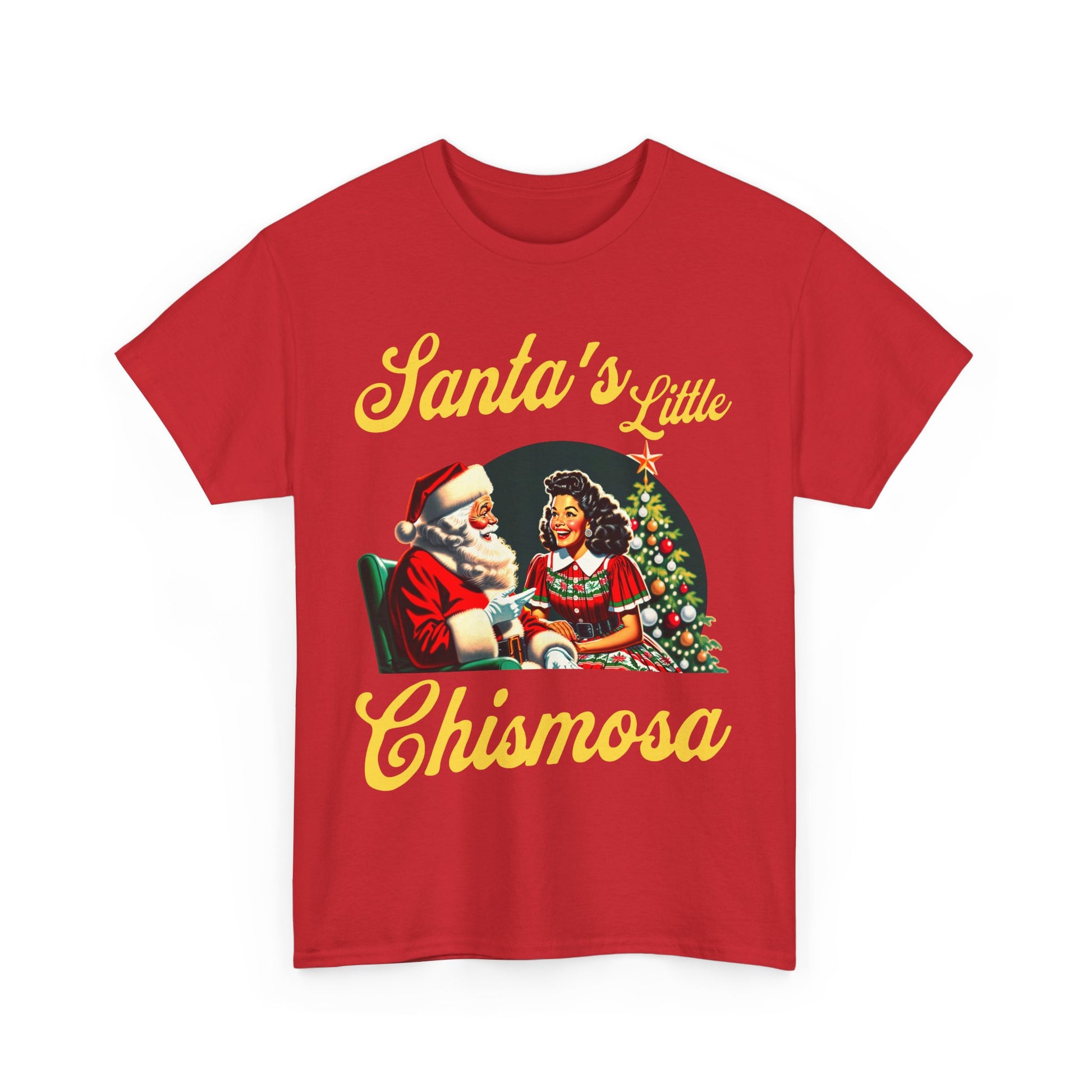 Santa's Little Chismosa T-Shirt - Funny Holiday Tee for Gossip Lovers | Camiseta Navideña Chistosa