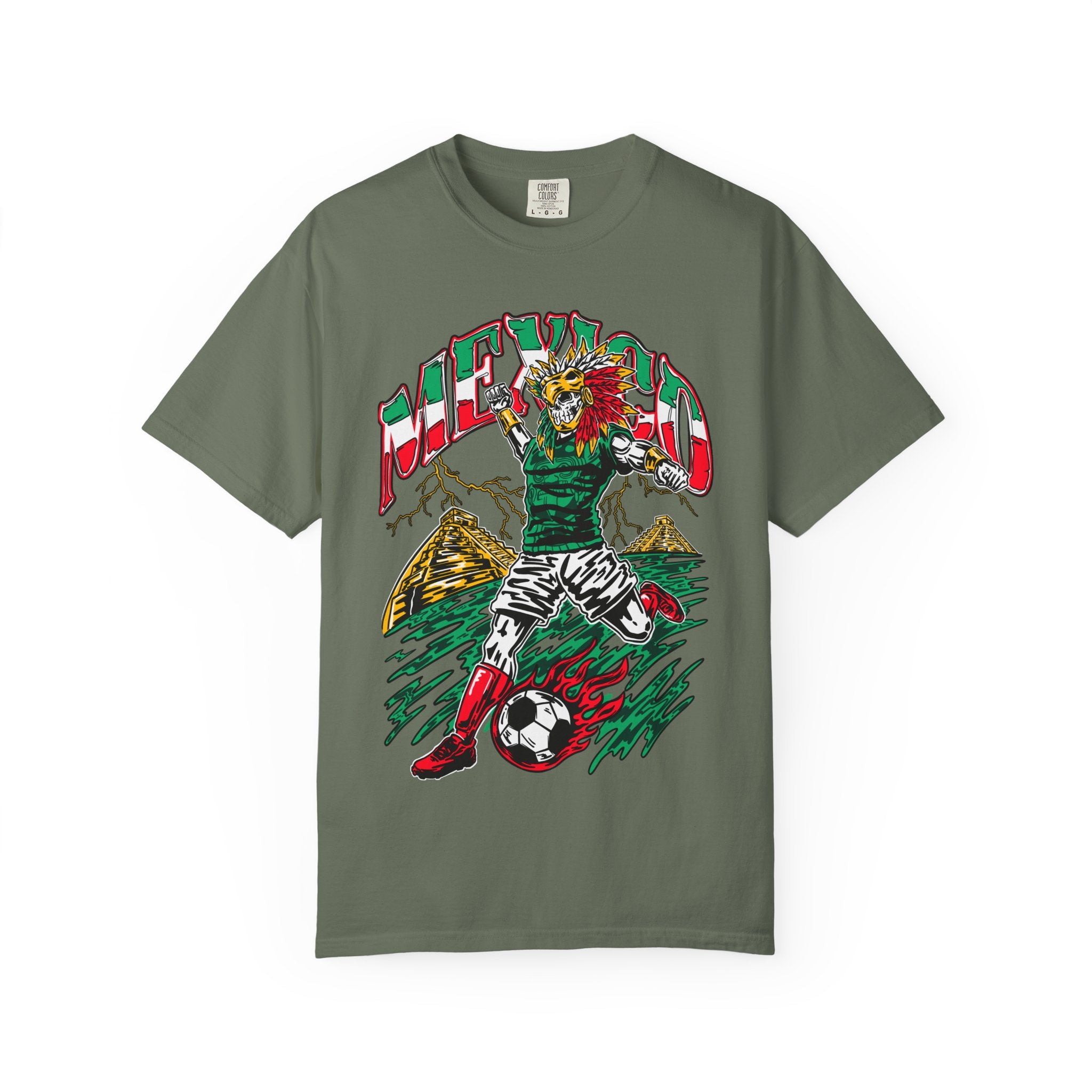 Mexico 2026 Aztec Baller Soccer Skull Graphic Tee