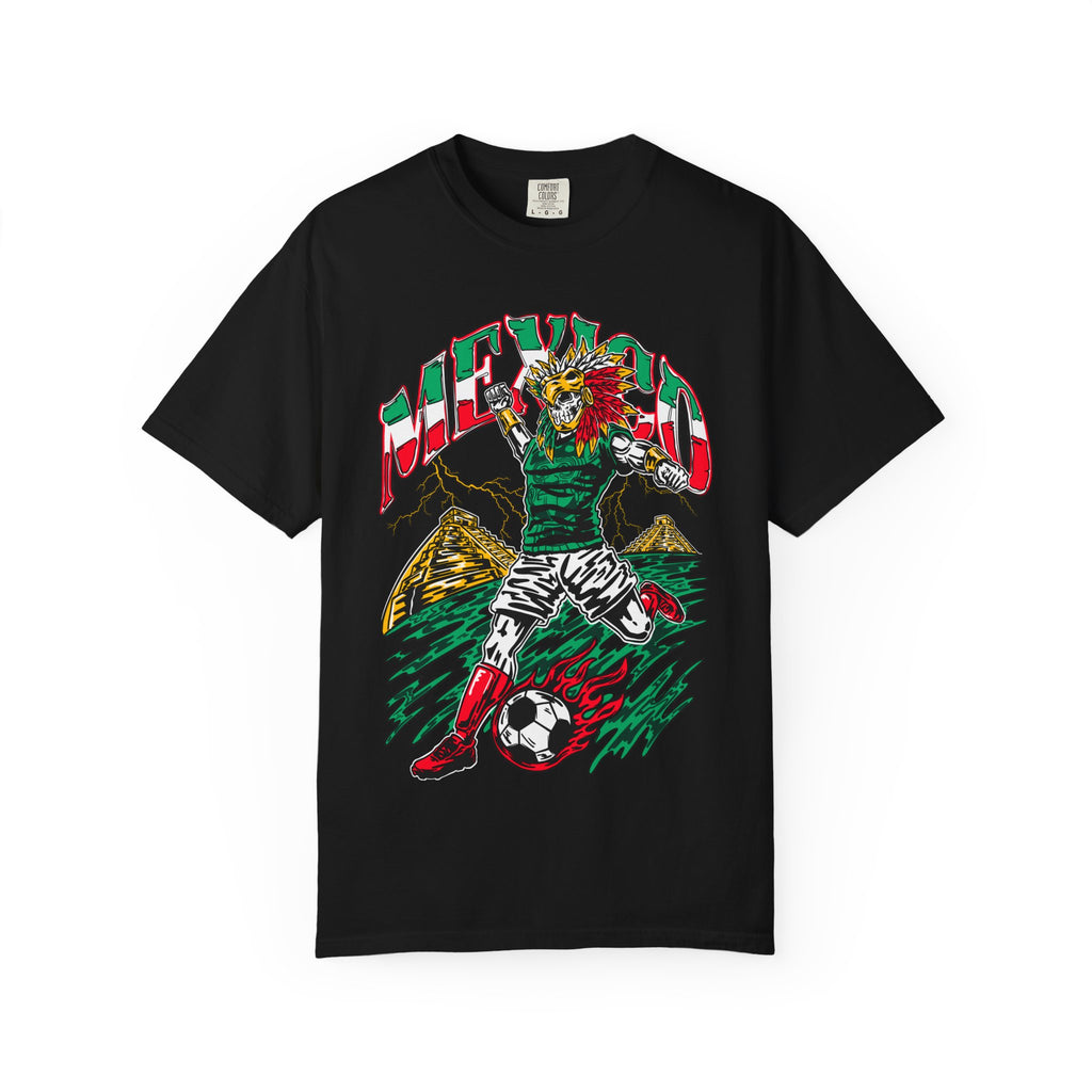 Mexico 2026 Aztec Baller Soccer Skull Graphic Tee