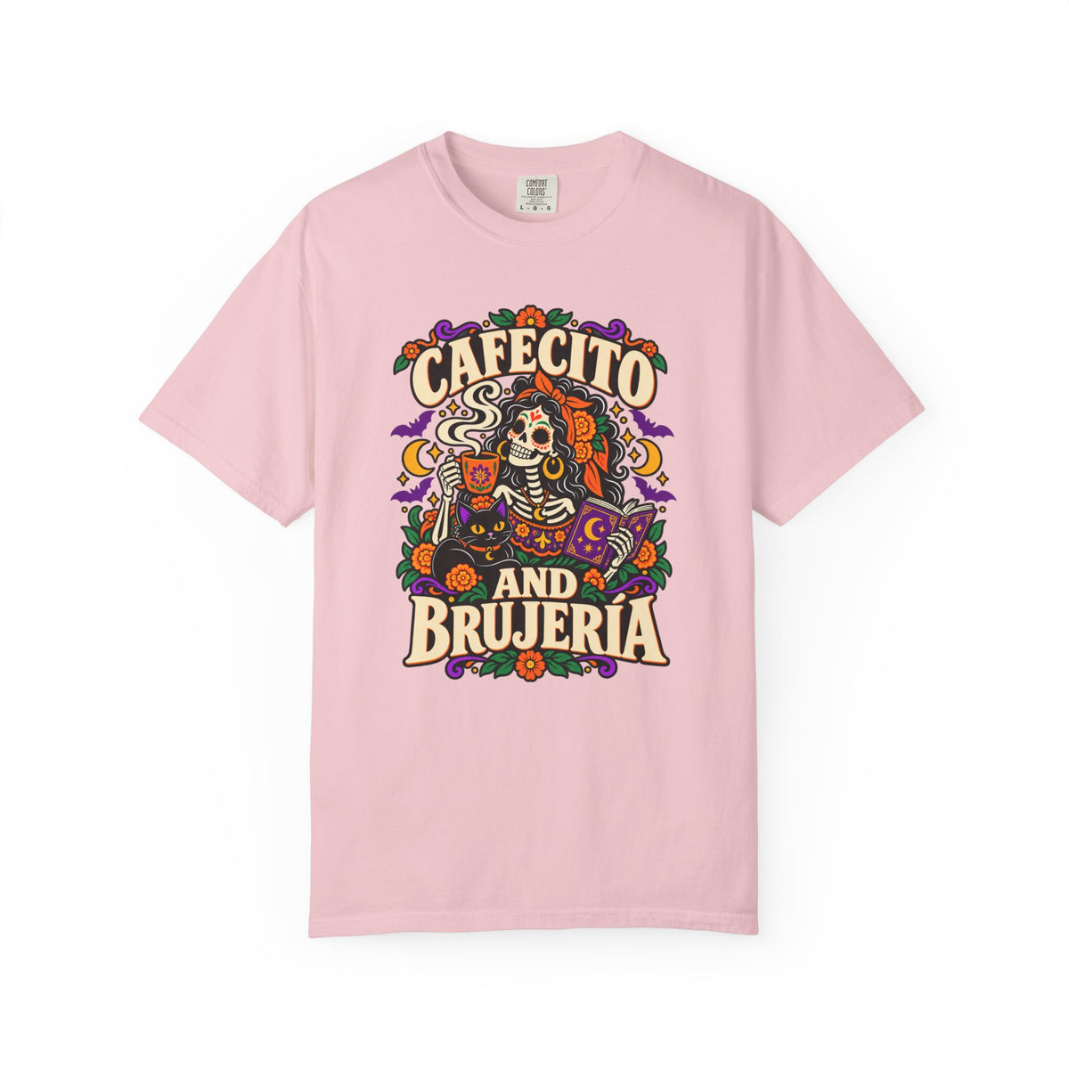 Cafecito and Brujería Sugar Skull Graphic Tee