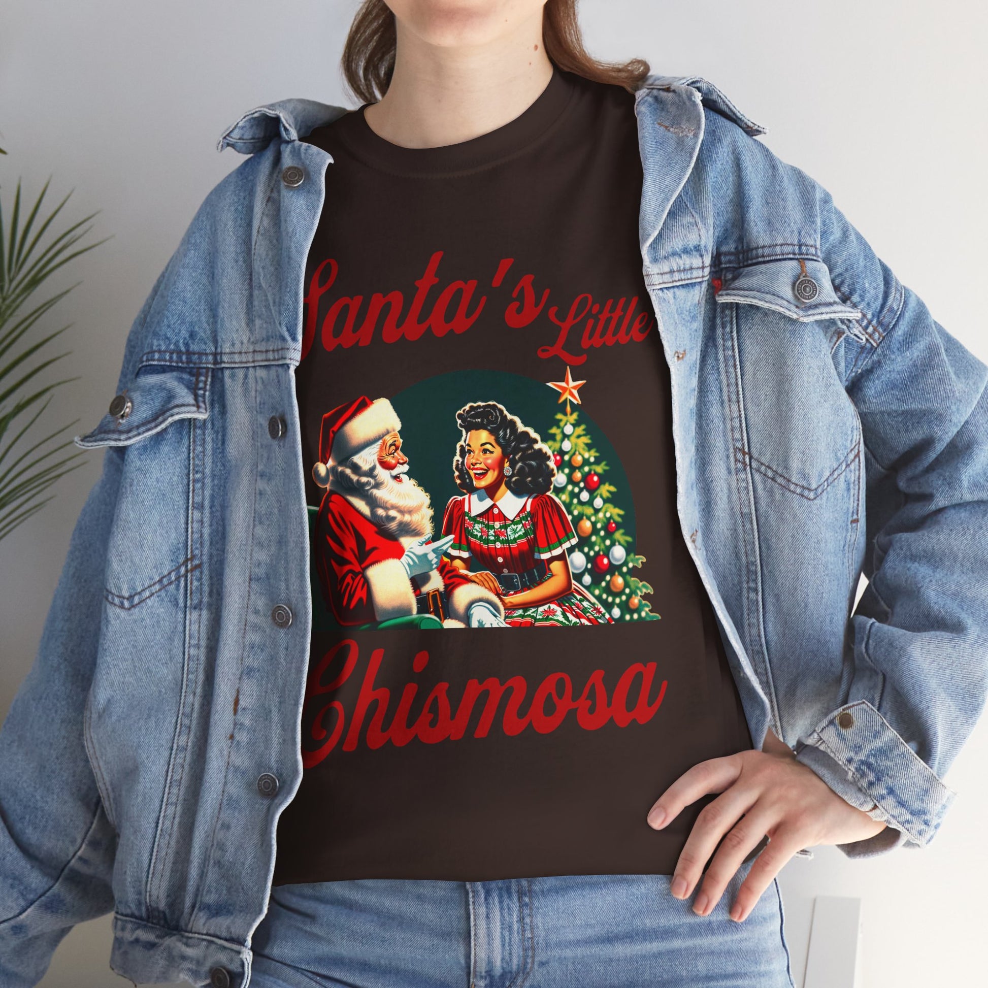 Santa's Little Chismosa T-Shirt - Funny Holiday Tee for Gossip Lovers | Camiseta Navideña Chistosa