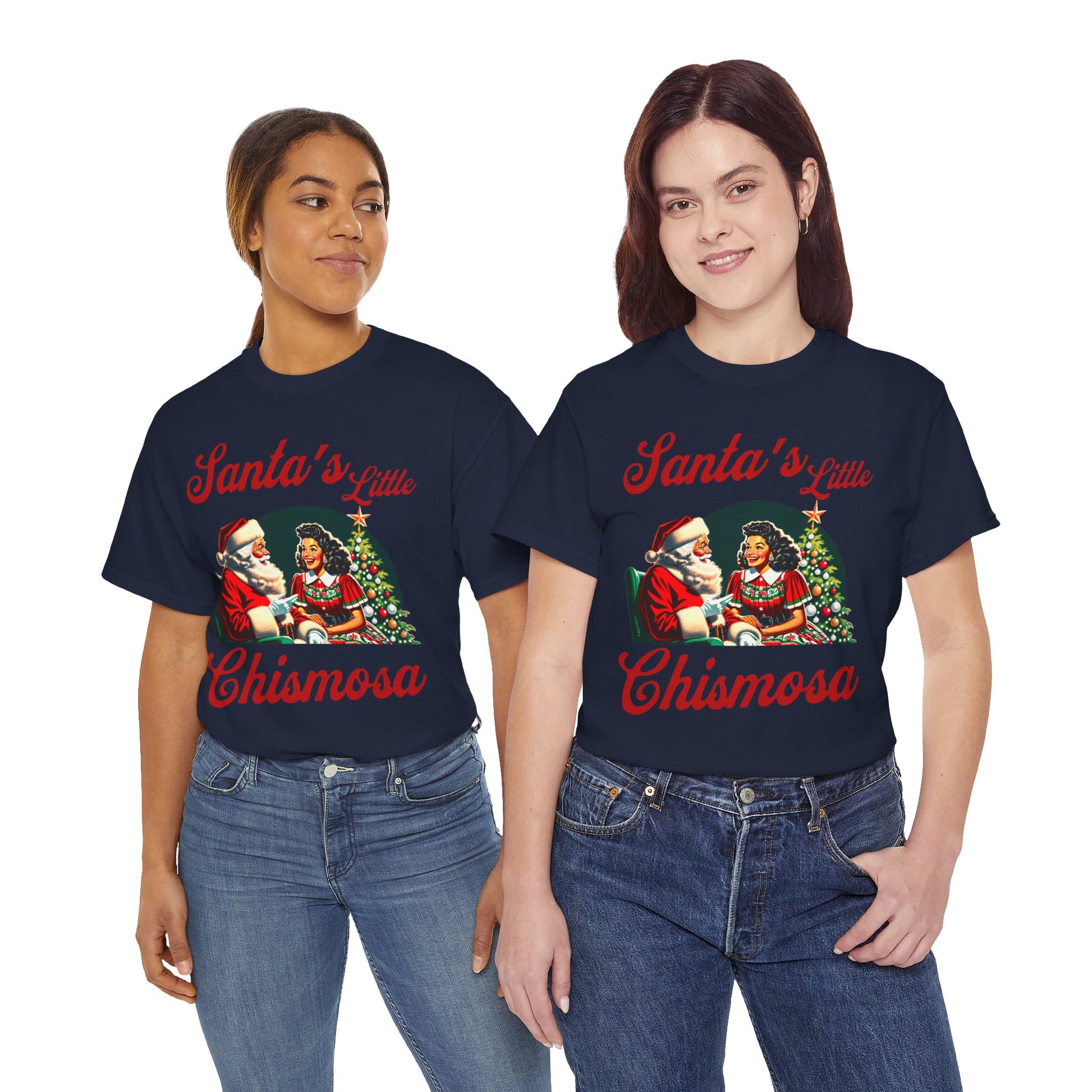 Santa's Little Chismosa T-Shirt - Funny Holiday Tee for Gossip Lovers | Camiseta Navideña Chistosa