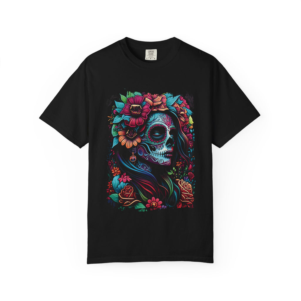 Floral Catrina Sugar Skull Graphic Tee