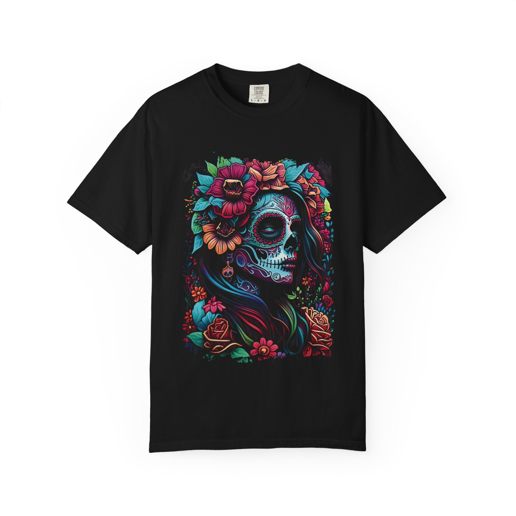 Floral Catrina Sugar Skull Graphic Tee