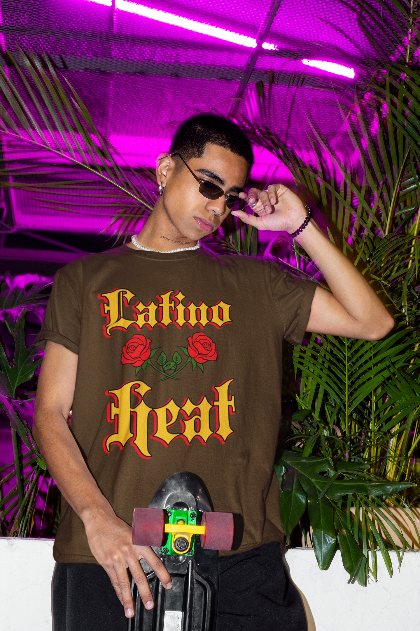 Latino Heat Shirt Chicano Style Roses Tee Latino Wrestling Inspired Streetwear
