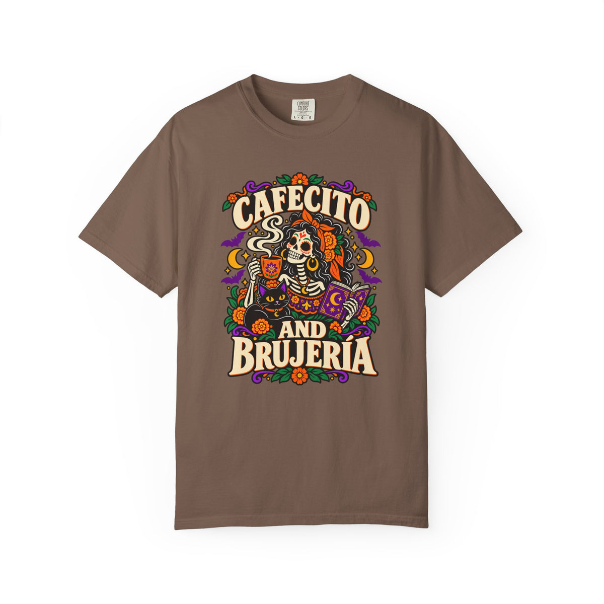 Cafecito and Brujería Sugar Skull Graphic Tee