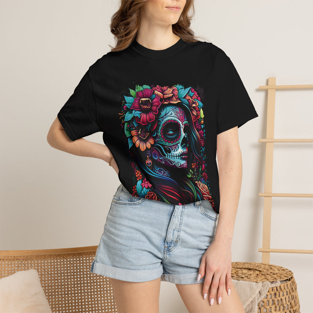 Floral Catrina Sugar Skull Graphic Tee