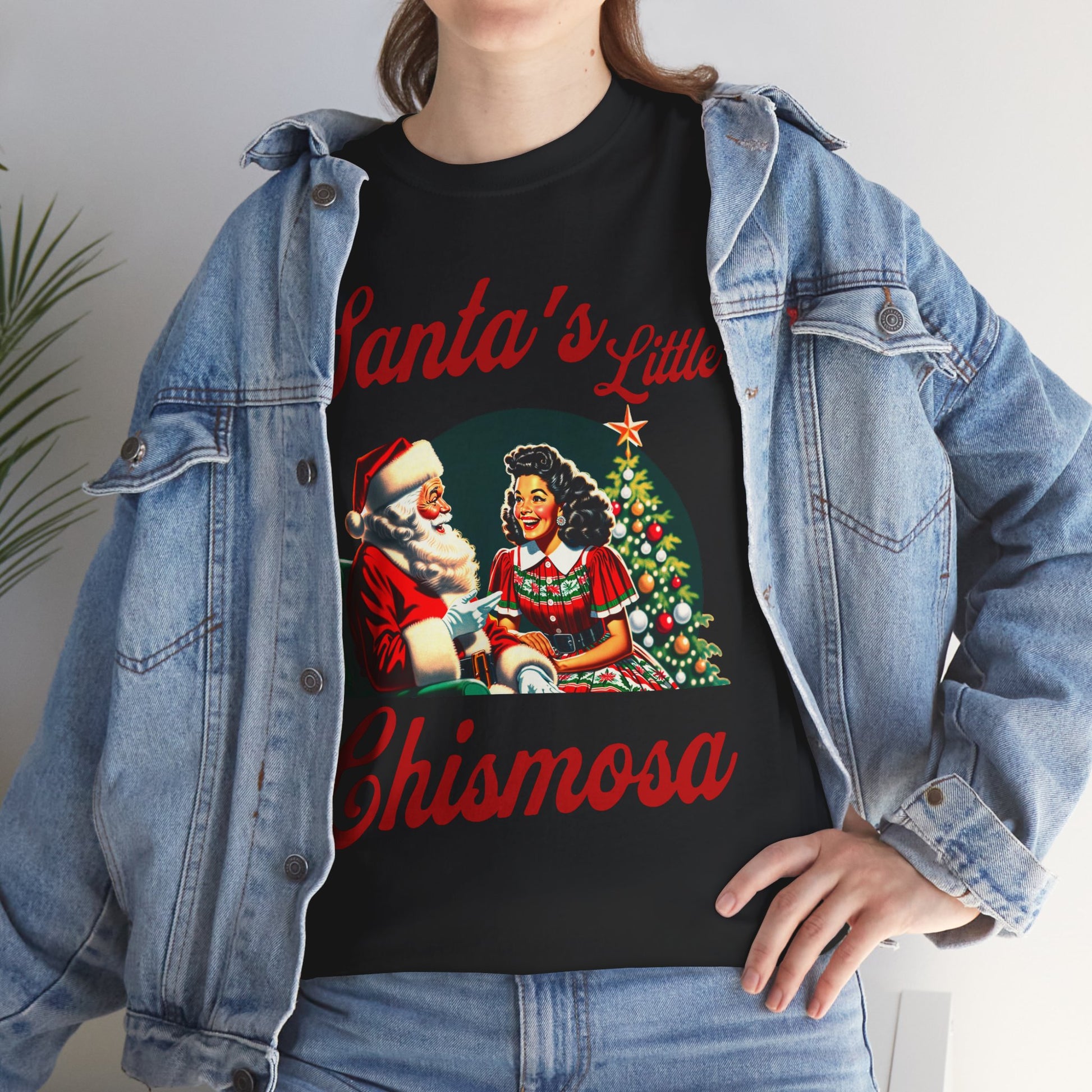 Santa's Little Chismosa T-Shirt - Funny Holiday Tee for Gossip Lovers | Camiseta Navideña Chistosa