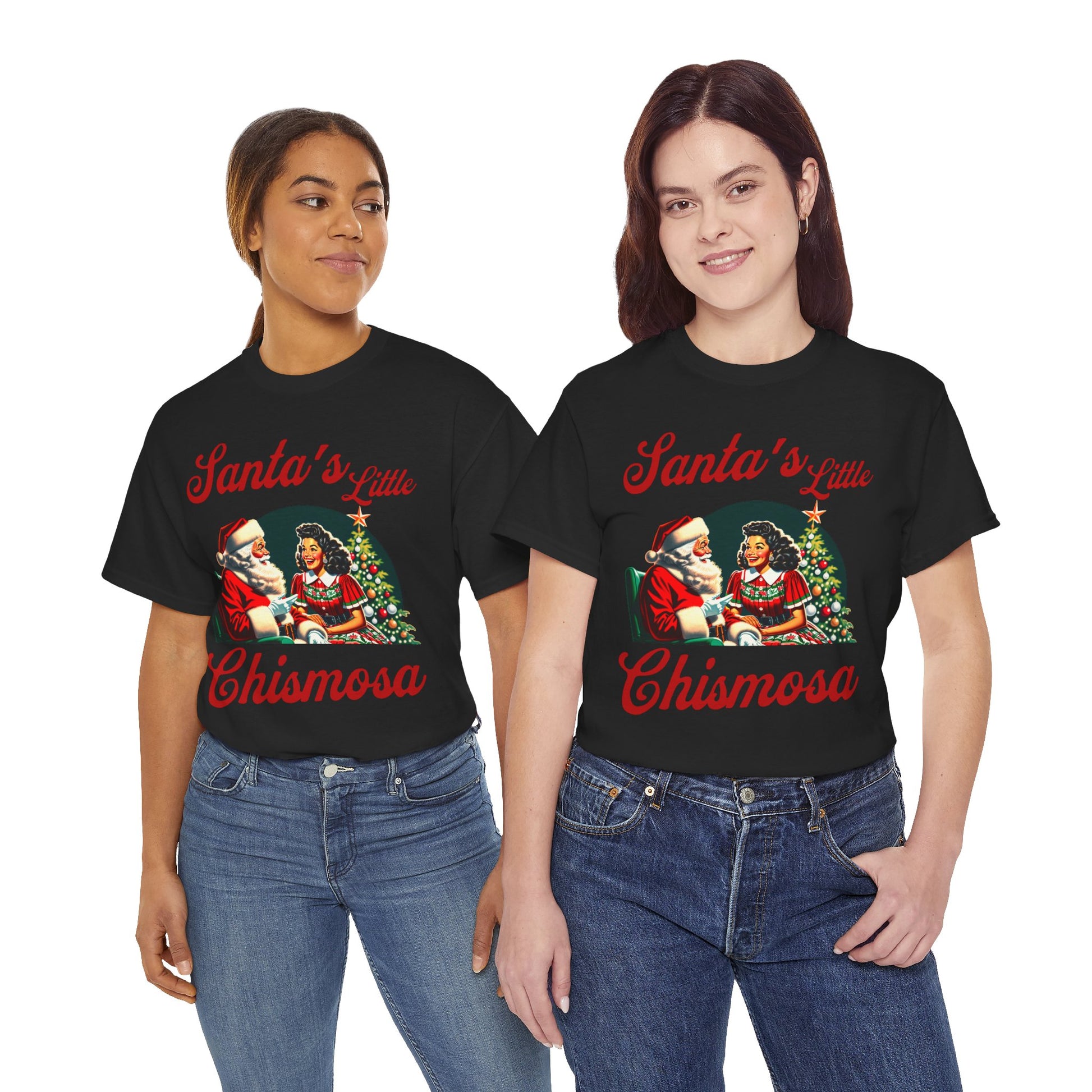Santa's Little Chismosa T-Shirt - Funny Holiday Tee for Gossip Lovers | Camiseta Navideña Chistosa
