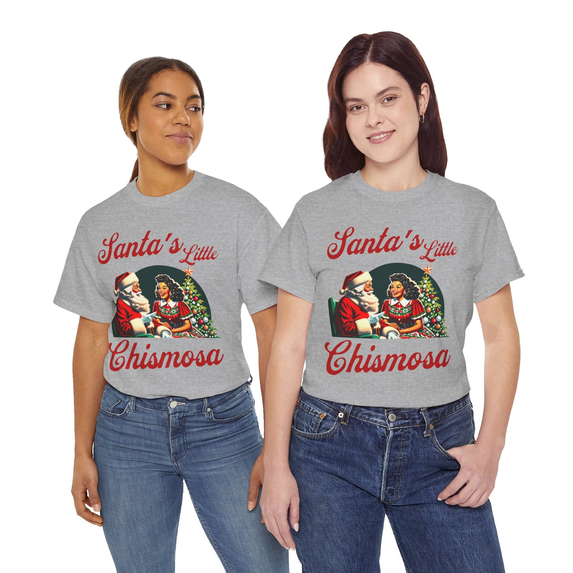 Santa's Little Chismosa T-Shirt - Funny Holiday Tee for Gossip Lovers | Camiseta Navideña Chistosa