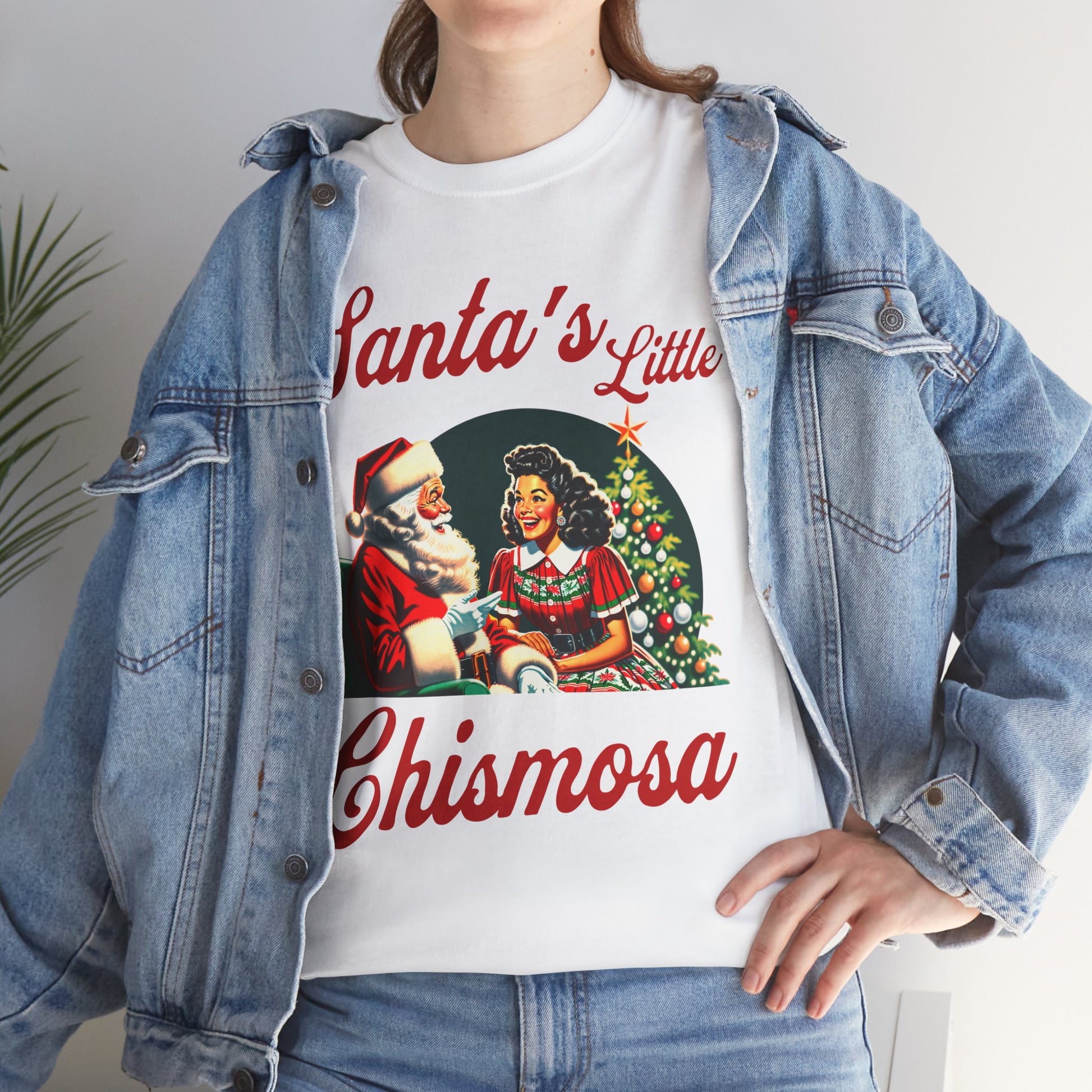 Santa's Little Chismosa T-Shirt - Funny Holiday Tee for Gossip Lovers | Camiseta Navideña Chistosa