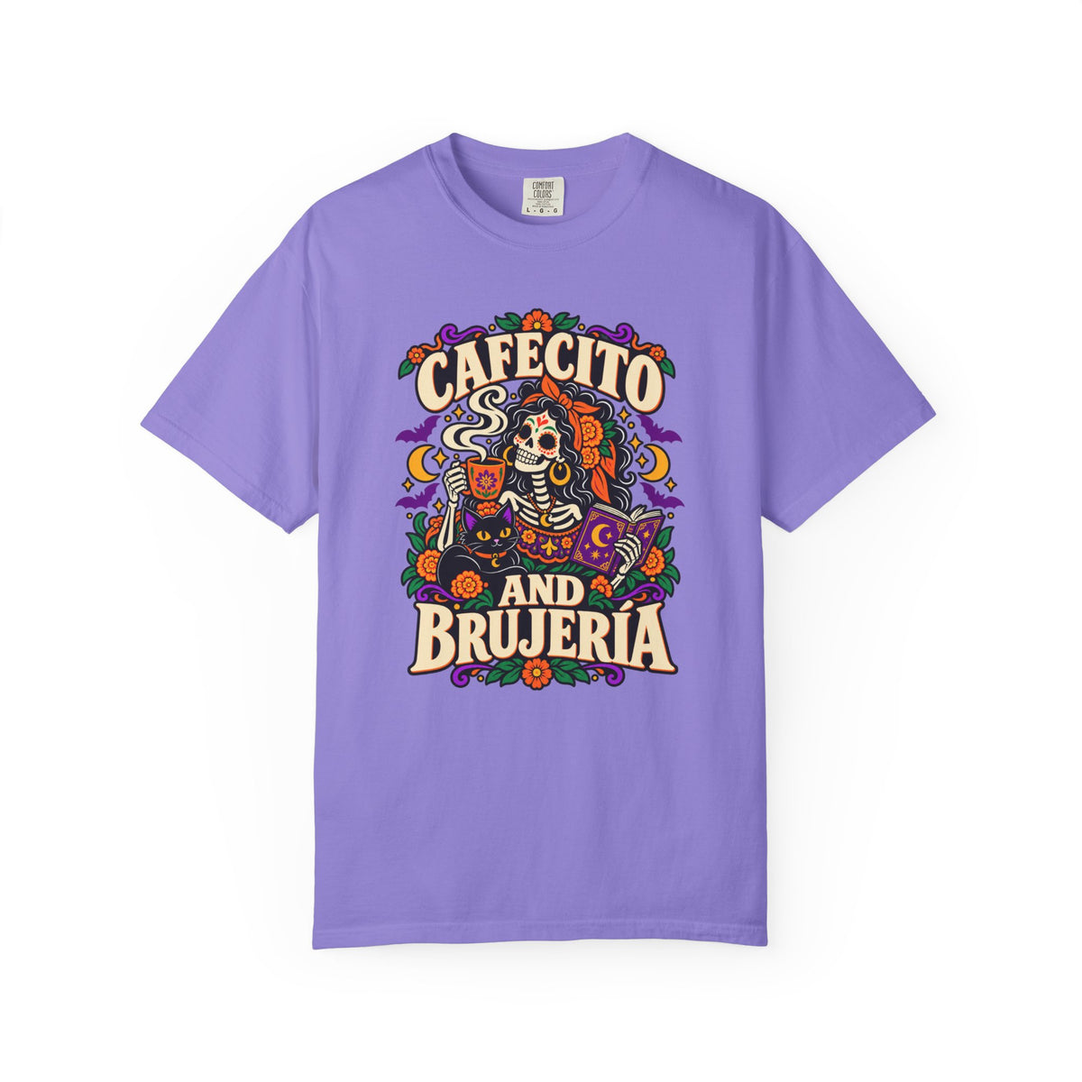 Cafecito and Brujería Sugar Skull Graphic Tee