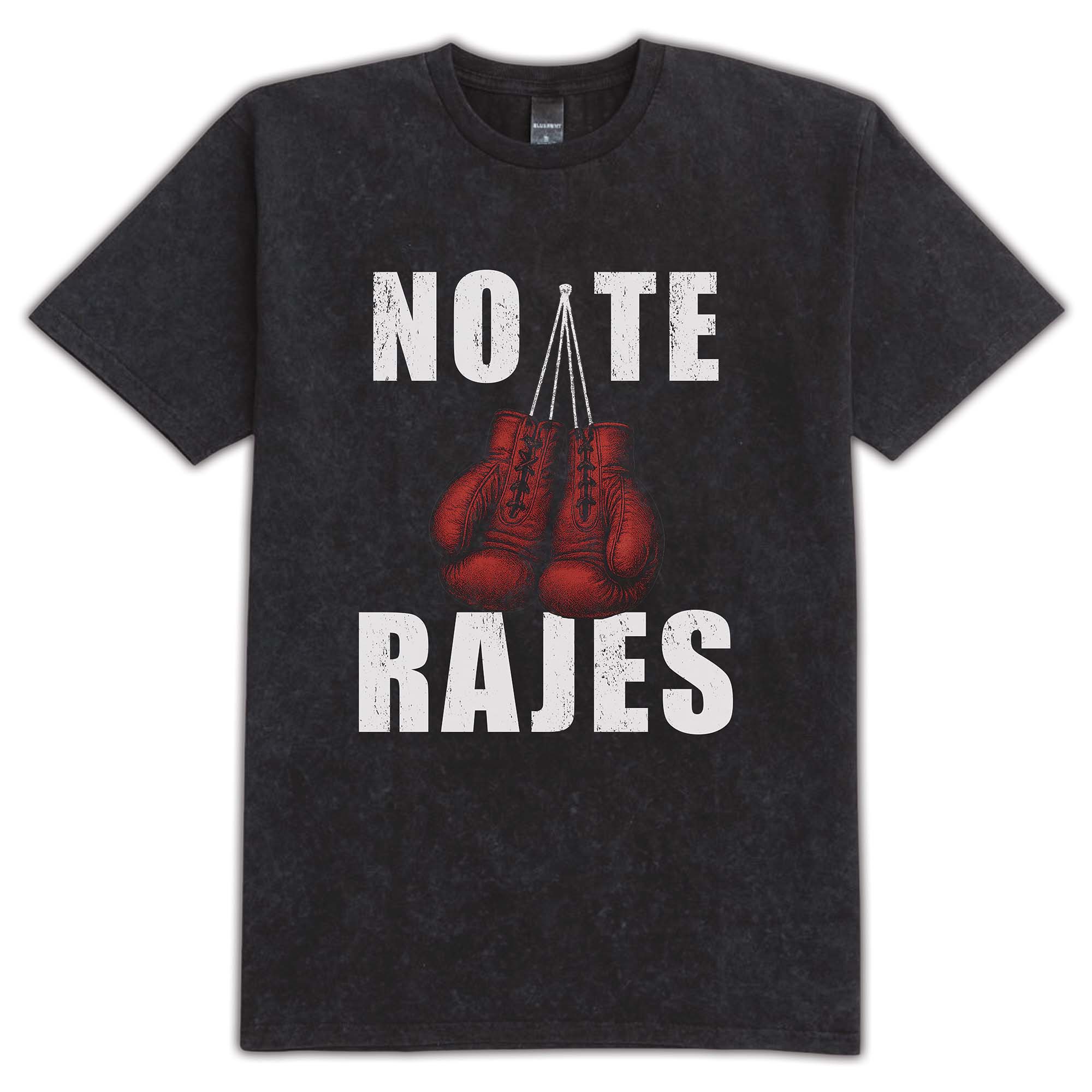 No Te Rajes Boxing Gloves T-Shirt – Latino Streetwear “Échale Ganas” Fight Poster Tee