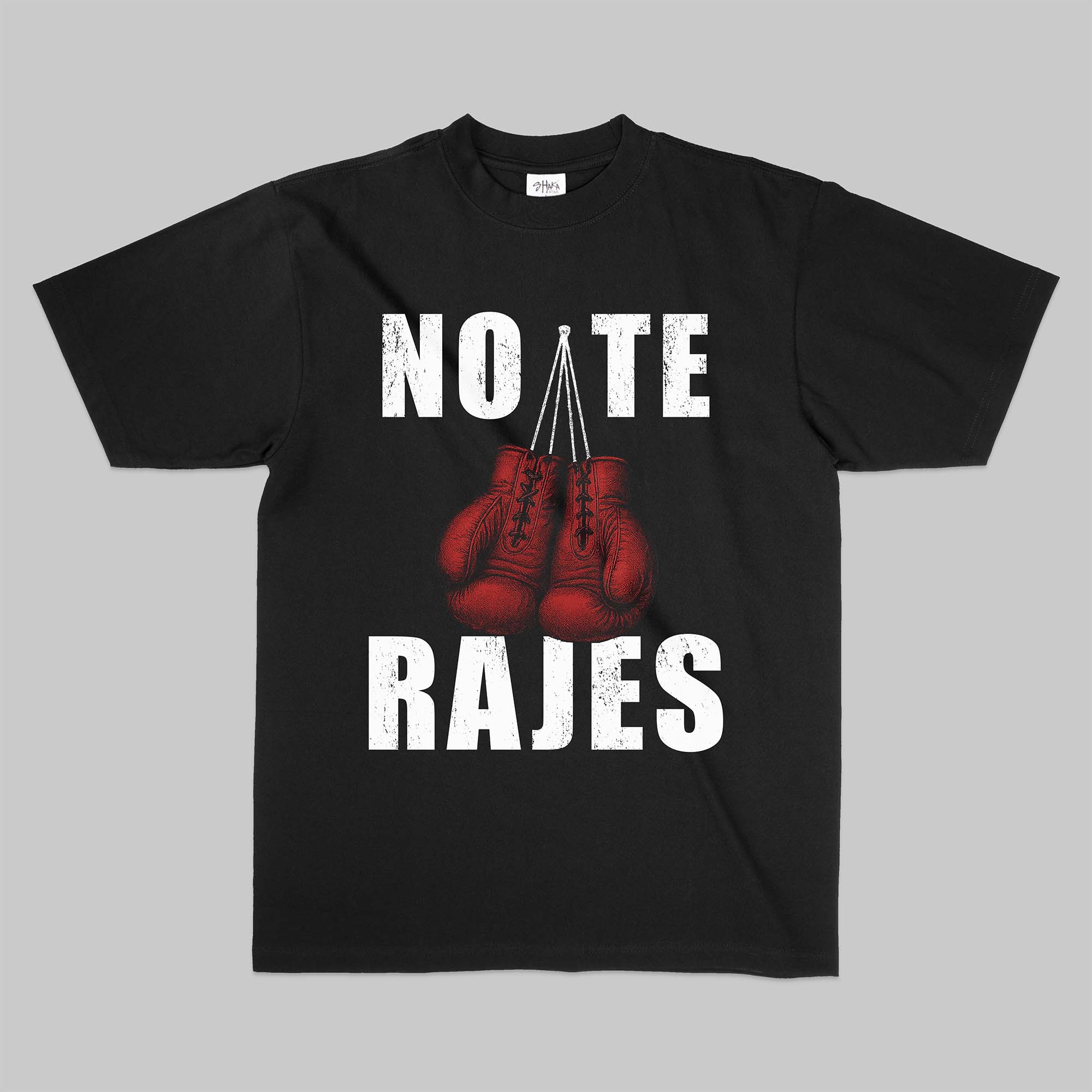 No Te Rajes Boxing Gloves T-Shirt – Latino Streetwear “Échale Ganas” Fight Poster Tee