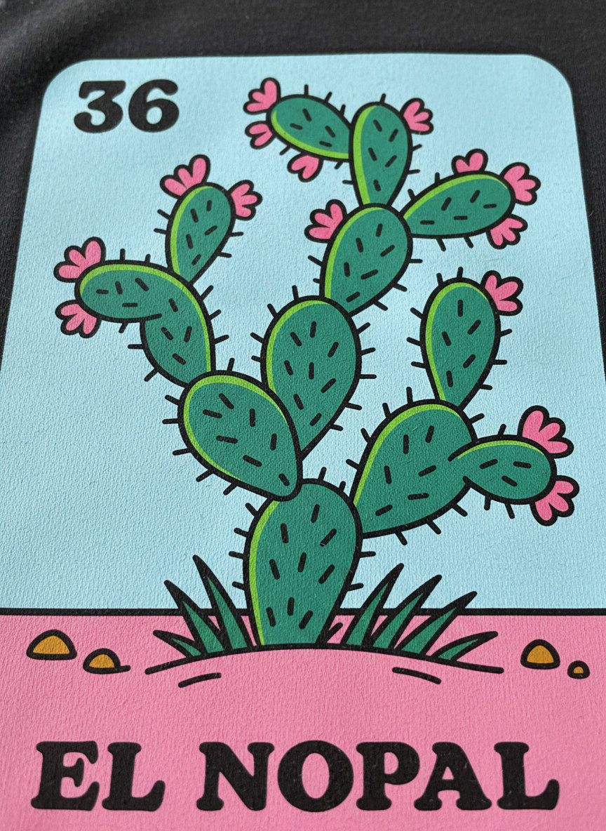 el-nopal-loteria-card-36-prickly-pear-cactus — Close-up