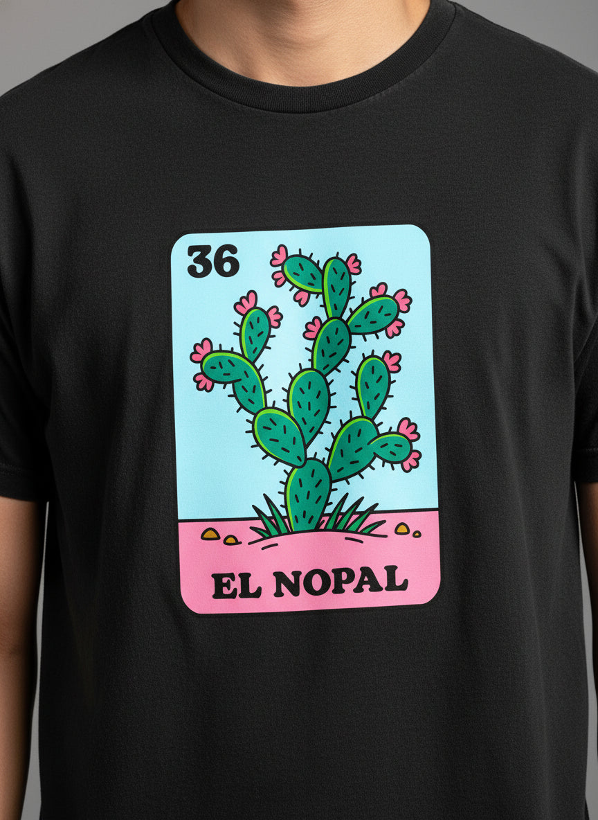 el-nopal-loteria-card-36-prickly-pear-cactus — Close-up