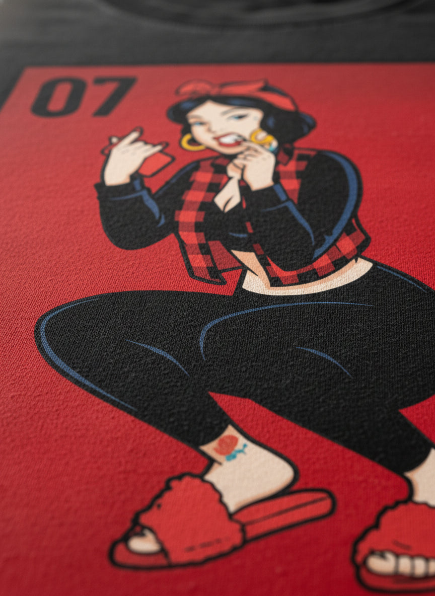 La Chingona Lotería Card Graphic Tee — Close-up