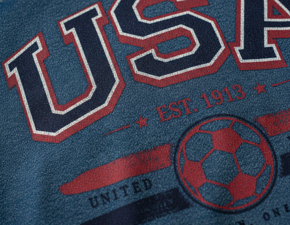 USA Soccer World 2026 Vintage Graphic Tee — Close-up