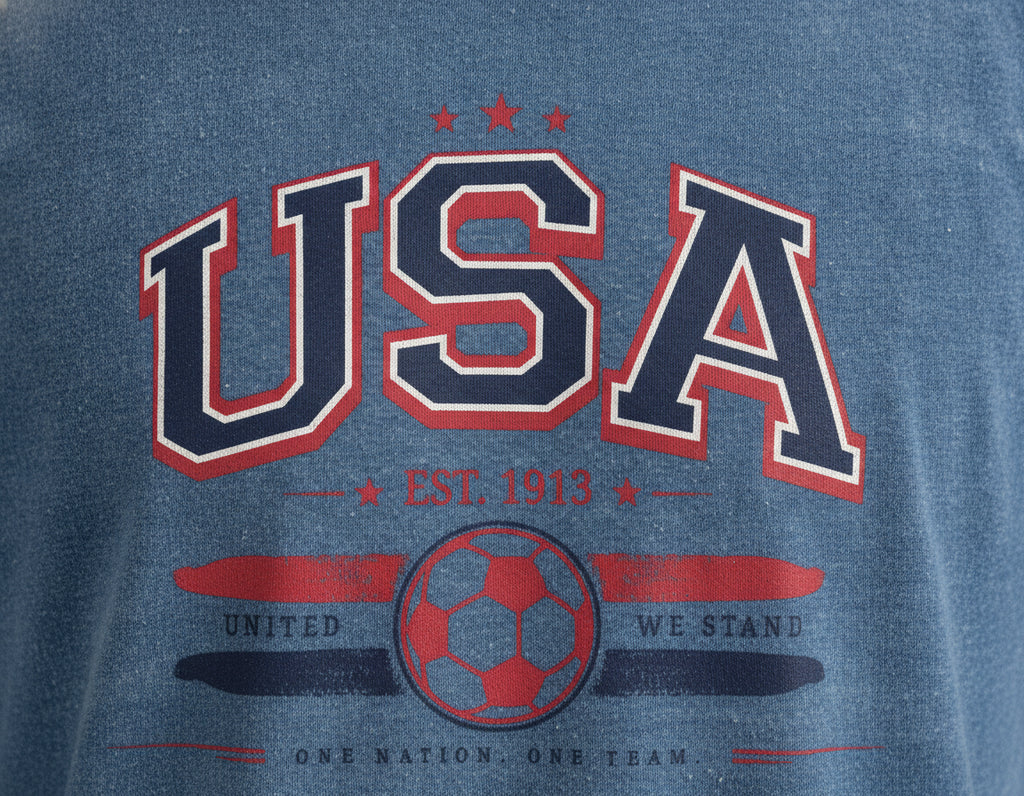 USA Soccer World 2026 Vintage Graphic Tee — Graphic detail